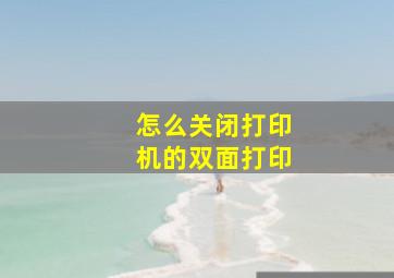 怎么关闭打印机的双面打印