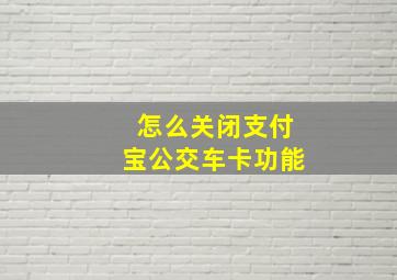 怎么关闭支付宝公交车卡功能