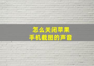 怎么关闭苹果手机截图的声音