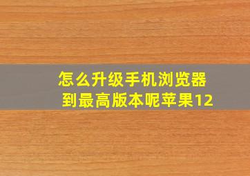 怎么升级手机浏览器到最高版本呢苹果12