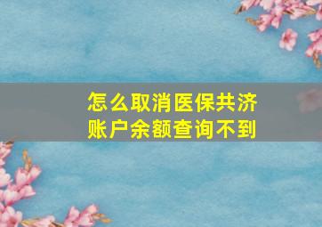 怎么取消医保共济账户余额查询不到