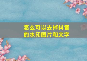 怎么可以去掉抖音的水印图片和文字