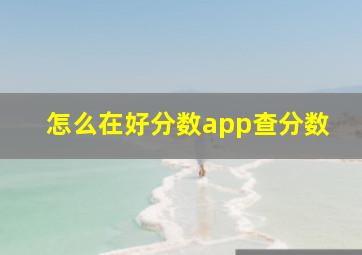 怎么在好分数app查分数