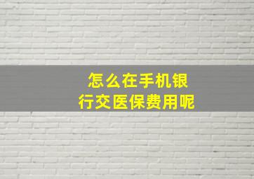 怎么在手机银行交医保费用呢