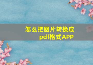 怎么把图片转换成pdf格式APP