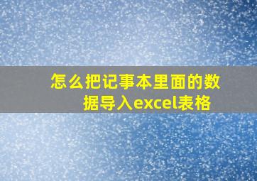 怎么把记事本里面的数据导入excel表格