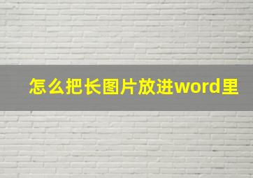 怎么把长图片放进word里