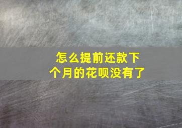 怎么提前还款下个月的花呗没有了