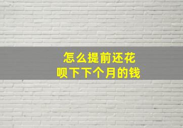 怎么提前还花呗下下个月的钱