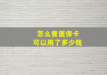 怎么查医保卡可以用了多少钱