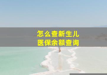 怎么查新生儿医保余额查询