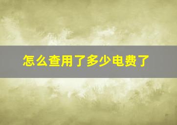 怎么查用了多少电费了