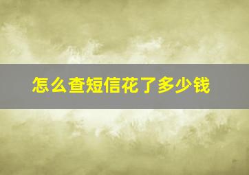 怎么查短信花了多少钱