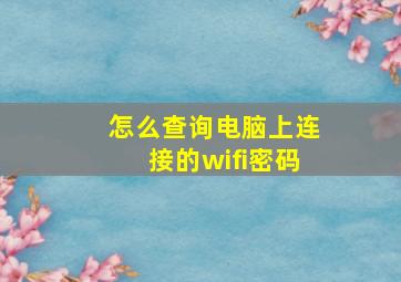 怎么查询电脑上连接的wifi密码