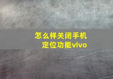 怎么样关闭手机定位功能vivo