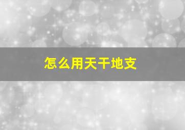 怎么用天干地支