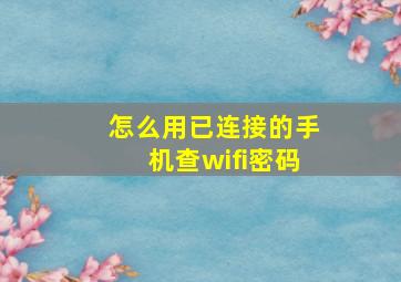 怎么用已连接的手机查wifi密码