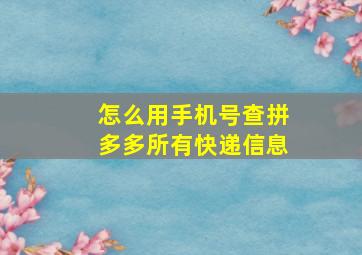 怎么用手机号查拼多多所有快递信息