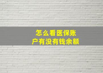 怎么看医保账户有没有钱余额