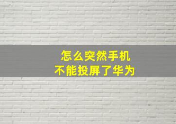 怎么突然手机不能投屏了华为