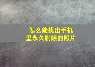 怎么能找出手机里永久删除的照片