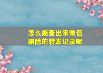 怎么能查出来微信删除的转账记录呢