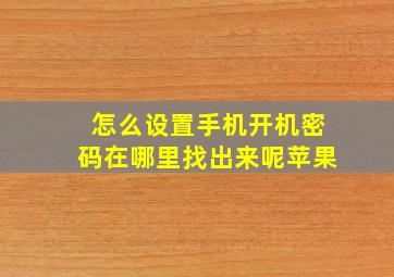 怎么设置手机开机密码在哪里找出来呢苹果