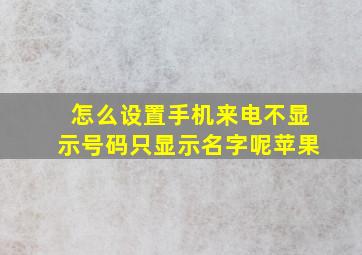 怎么设置手机来电不显示号码只显示名字呢苹果