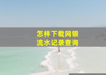 怎样下载网银流水记录查询