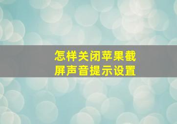 怎样关闭苹果截屏声音提示设置