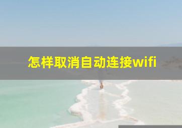 怎样取消自动连接wifi