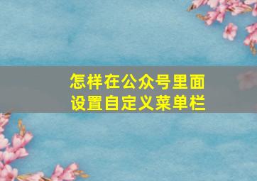 怎样在公众号里面设置自定义菜单栏