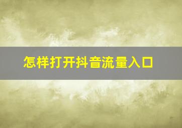 怎样打开抖音流量入口