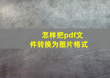 怎样把pdf文件转换为图片格式