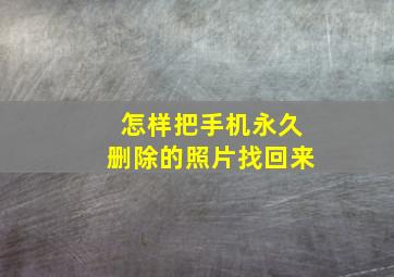 怎样把手机永久删除的照片找回来