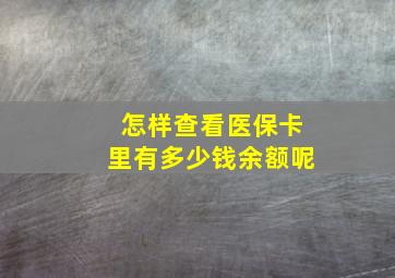 怎样查看医保卡里有多少钱余额呢