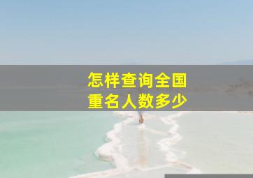 怎样查询全国重名人数多少