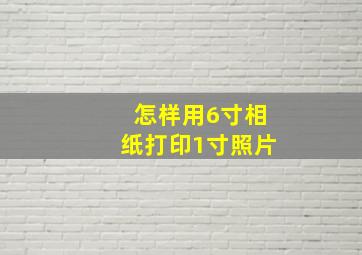 怎样用6寸相纸打印1寸照片