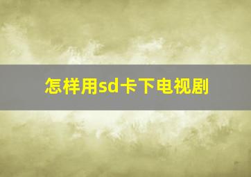 怎样用sd卡下电视剧