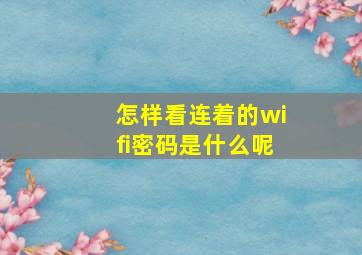 怎样看连着的wifi密码是什么呢