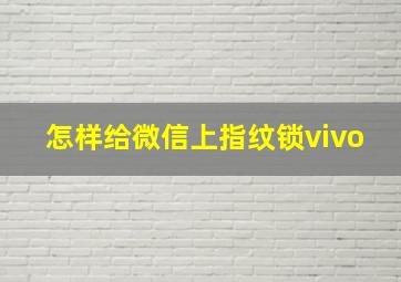 怎样给微信上指纹锁vivo