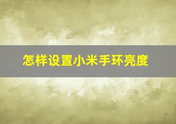 怎样设置小米手环亮度