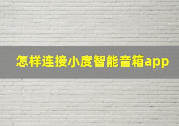 怎样连接小度智能音箱app