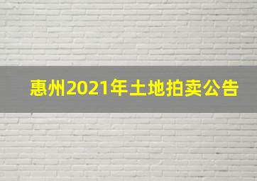 惠州2021年土地拍卖公告