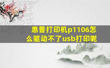 惠普打印机p1106怎么驱动不了usb打印呢