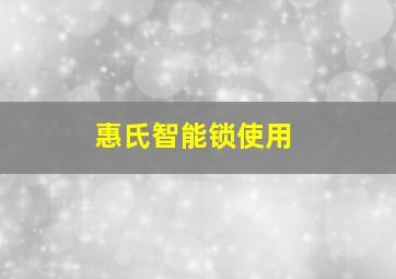 惠氏智能锁使用