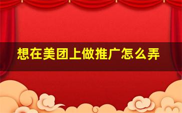 想在美团上做推广怎么弄