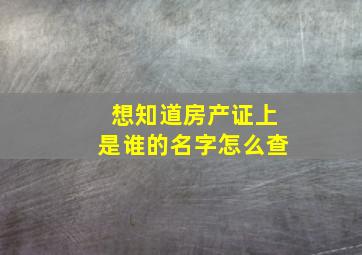 想知道房产证上是谁的名字怎么查