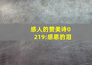 感人的赞美诗0219:感恩的泪