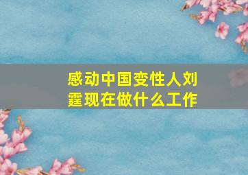 感动中国变性人刘霆现在做什么工作